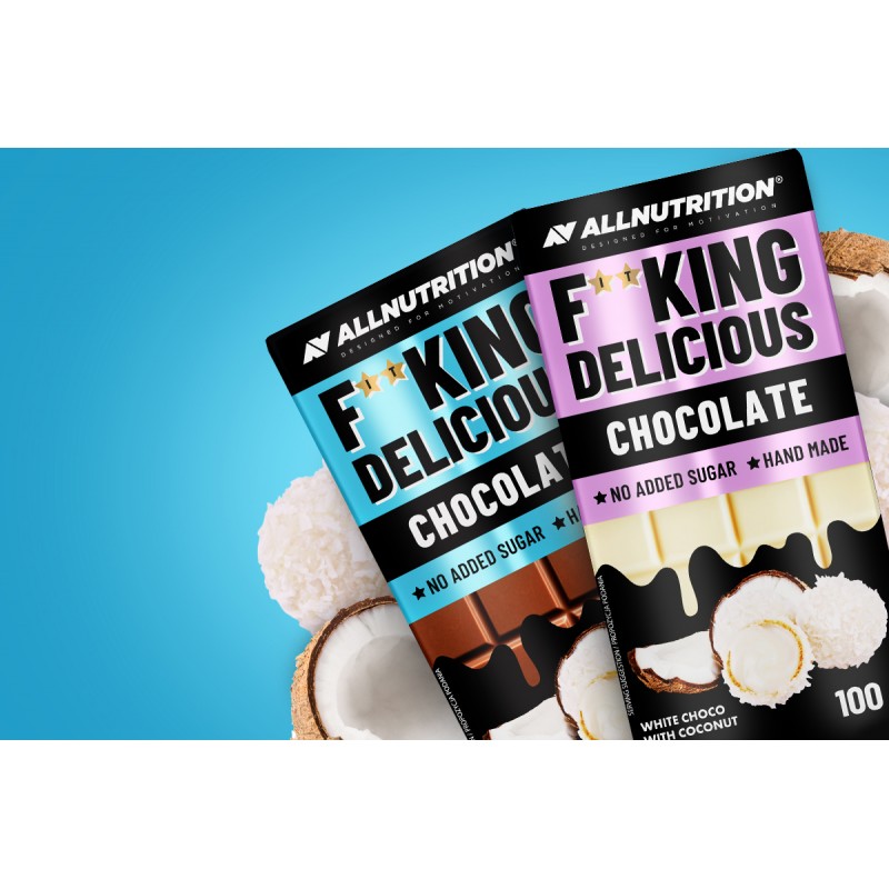 Allnutrition F**King Delicious Chocolate - White Chocolate with Coconut - Диетичен Шоколад