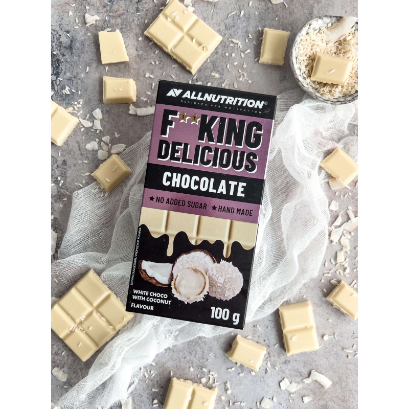 Allnutrition F**King Delicious Chocolate - White Chocolate with Coconut - Диетичен Шоколад