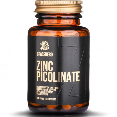 Grassberg Zinc Picolinate 15mg - High Absorption - Цинк