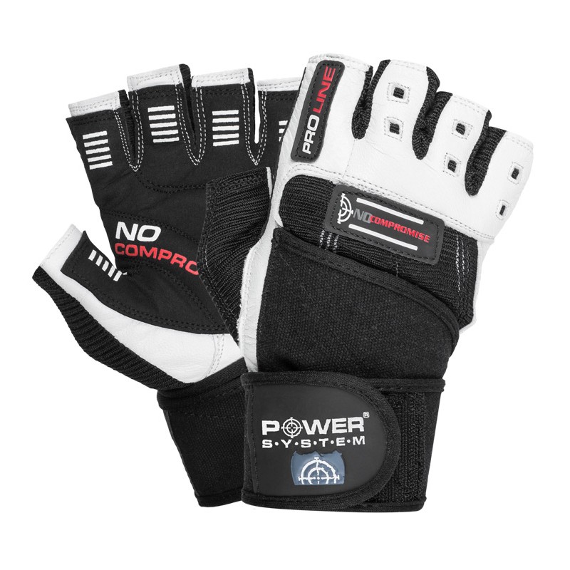 Power System Wrist Wrap Gloves No Compromise - White - Black - Фитнес Ръкавици
