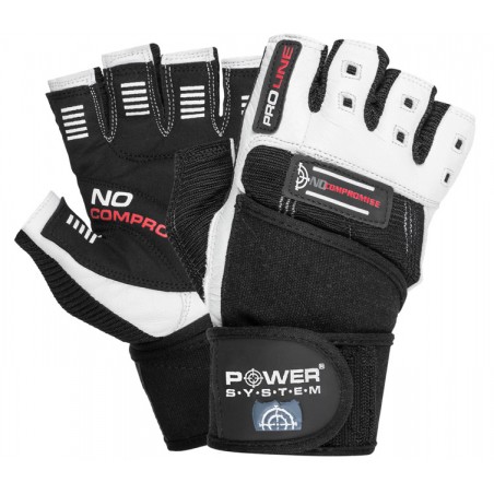 Power System Wrist Wrap Gloves No Compromise - White - Black - Фитнес Ръкавици