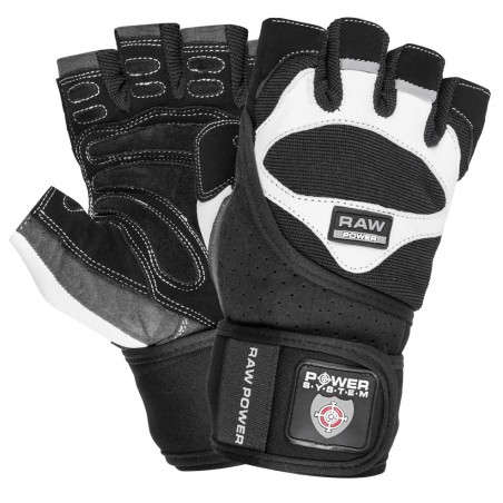Power System Wrist Wrap Weightlifting Gloves Raw Power - White - Black - Фитнес Ръкавици