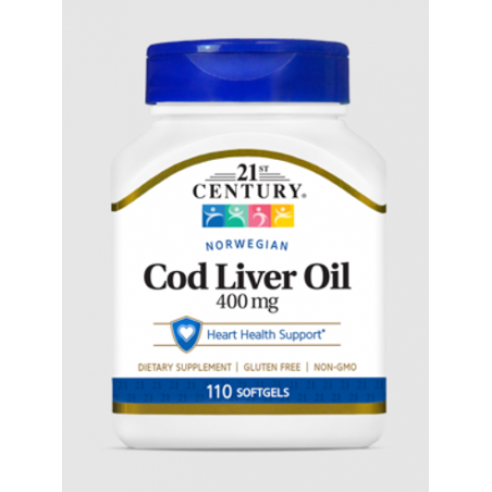 21st Century Cod Liver Oil 400mg - Norwegian - Масло от Черен Дроб на Треска