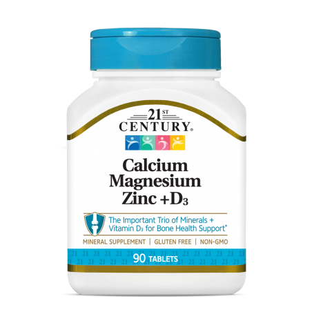 21st Century Calcium Magnesium Zinc + D3 - Калций, Магнезий, Цинк + D3
