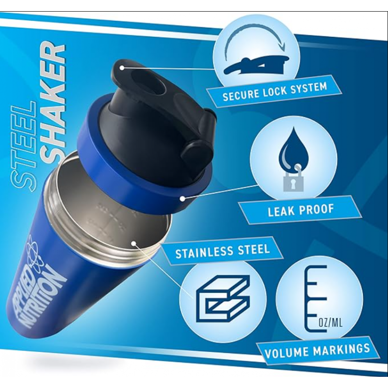 Applied Nutrition Stainless Steel Shaker - Blue - Метален Шейкър