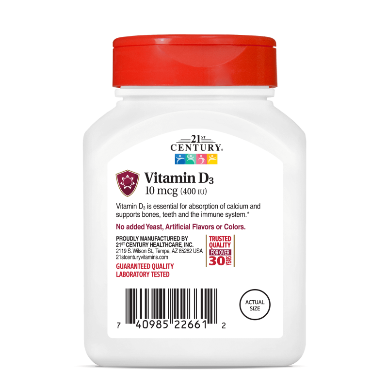 21st Century Vitamin D3 10mcg (400IU) - Tabs - Витамин D