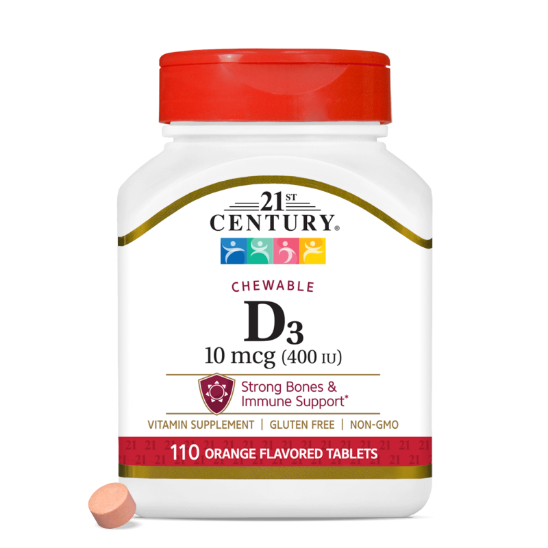 21st Century Vitamin D3 10mcg (400IU) - Chewable - Витамин D