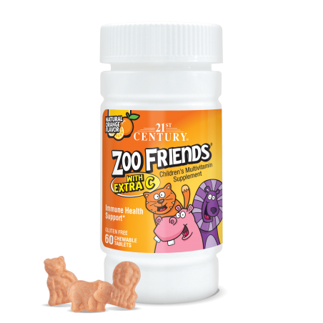 21st Century Zoo Friends Multi + Extra C Chewable - Мултивитамини за Деца