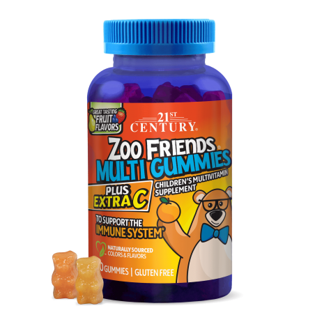 21st Century Zoo Friends Multi Gummies + Extra C - Мултивитамини за Деца