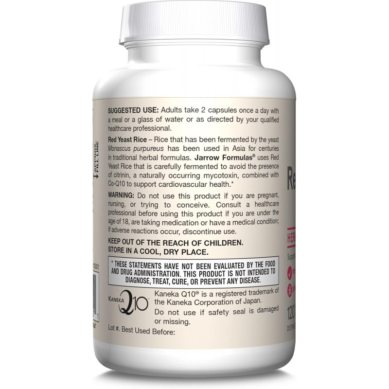 Jarrow Formulas Red Yeast Rice 1200mg + CoQ10 100mg - Мая от Червен Ориз + Коензим Q10