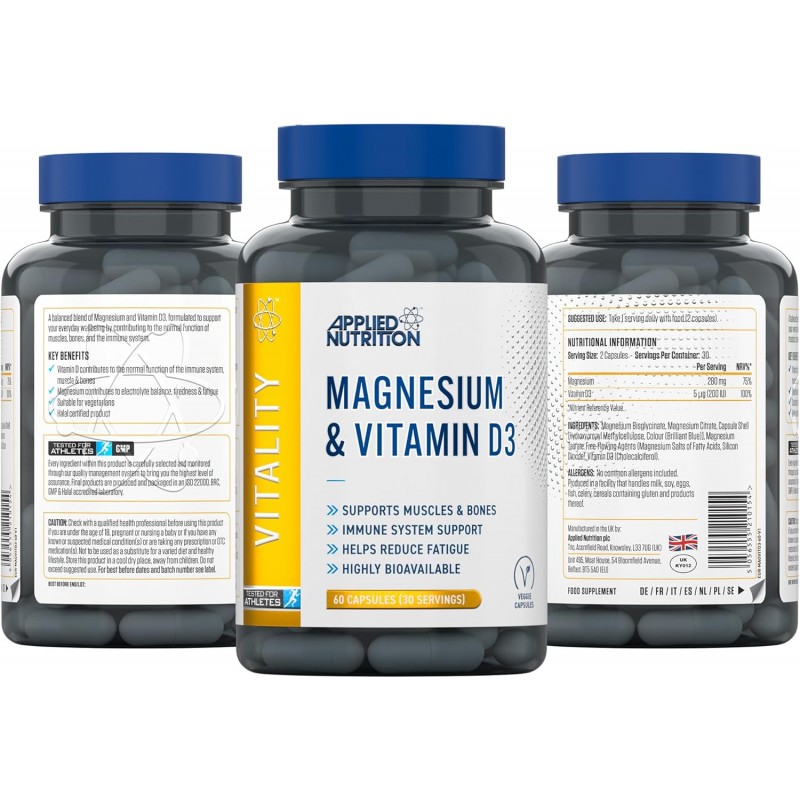 Applied Nutrition Magnesium & Vitamin D3 - Магнезий и Витамин D3