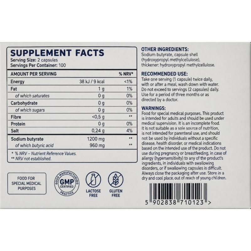 AllNutrition Sodium Butyrate – Натриев Бутират 1200 mg | 100 капсули