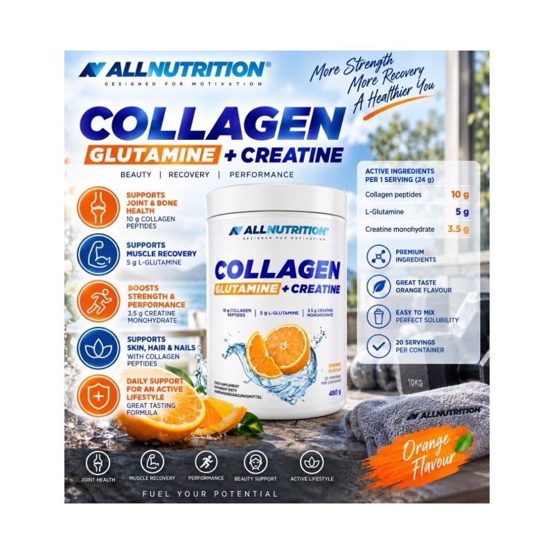AllNutrition Collagen Glutamine + Creatine | Колаген Глутамин + Креатин