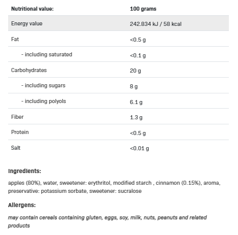 Continutul - Allnutrition FruLove - Apple & Cinnamon