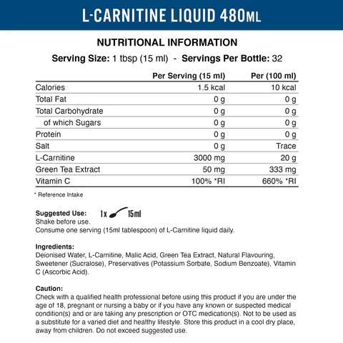 Съдържание на: Applied Nutrition L-Carnitine 3000 480ml